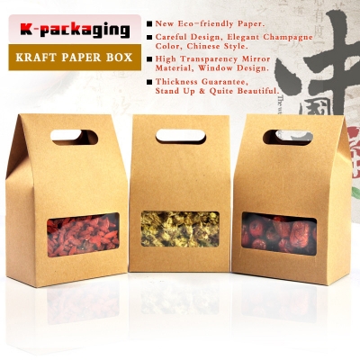 5 pcs 10x15.5cm Handle Hole Kraft Paper Box Packaging Folding Paper Window Box